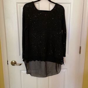 Katsumi Women’s Sparkling Black Sweater, Size L